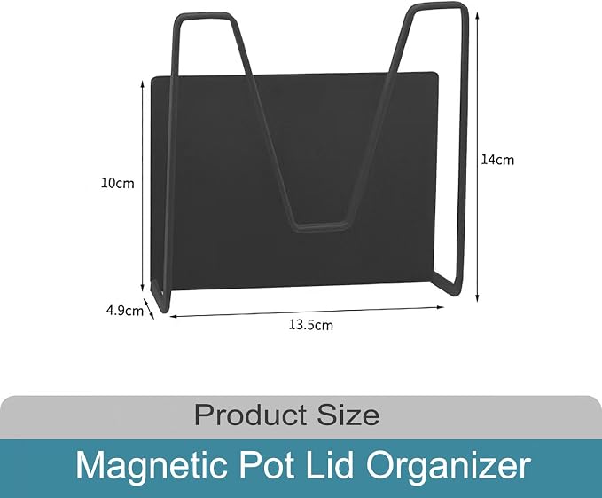 Magnetic Pot Lid Holder, 2 Pack Metal Pot Lid Rack for Refrigerator, Moveable Pot Lid Organizer Magnetic Shelf, Kitchen Organizers and Storage for Cutting Board, Baking Tray