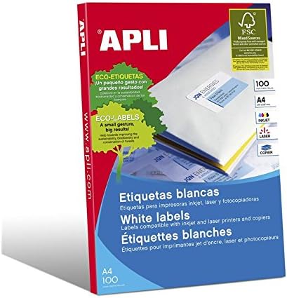Apli 002086 - White Labels for Printer 100 Units