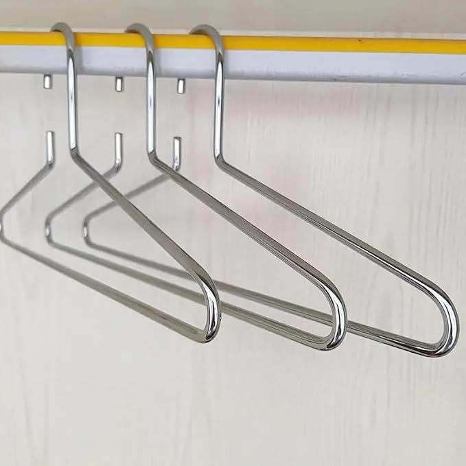 Bag-a-Vie Silver Metal Hangers Combo Pack 12 (6 Purse Hangers + 6 Clothes Hangers) Closet Organizer Set for Bags, Coats & Suits