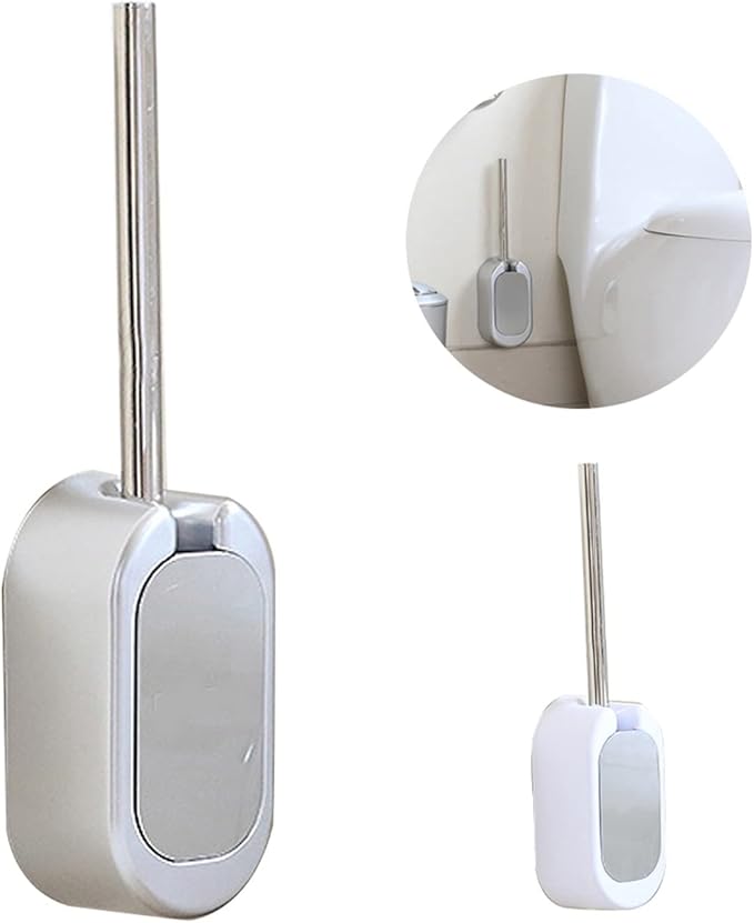 Bathroom Wall Mount Punch Free Storage Box Cleaning Long Handle Modern Toilet Brush Set Home Cleaning Brush (Color : White) (White)