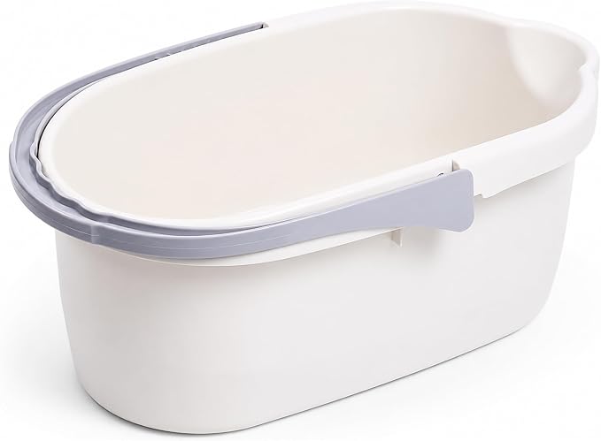 Haundry Compact Mop Bucket with Handle, Rectangular Cleaning Bucket and Caddy for Cleaning Supplies, 10L, White