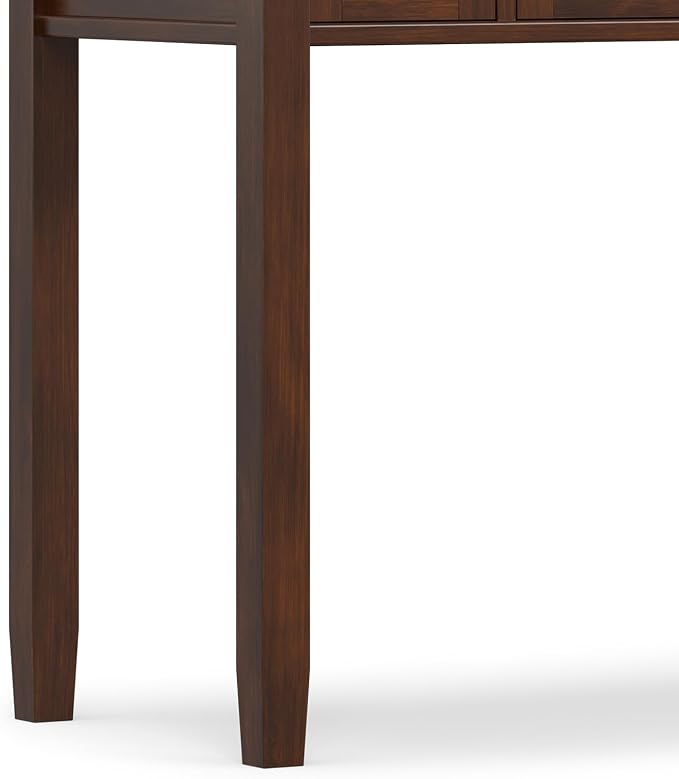 SIMPLIHOME Warm Shaker Desk - 48 inch Wide Solid Wood Writing Desk in Russet Brown, Transitional Home Office Computer Desk for Living Room with Keyboard Tray, 2 Drawers and Storage