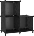 UNKU Cube Storage Organizer, 3 Cube Closet Organizer Storage Shelves, DIY Stackable Bookcase, Clothes Organizer Shelf for Closet, Bedroom, Living Room, Cabinet, Home, Office, Black