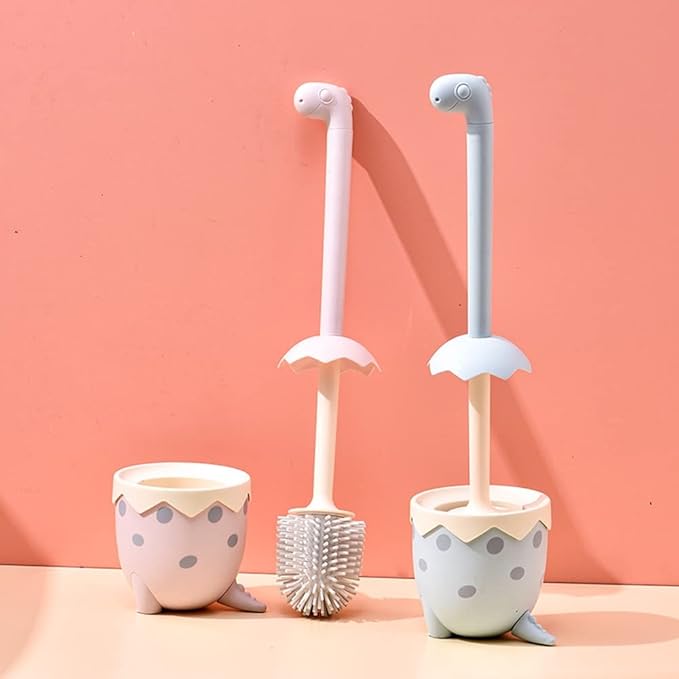 Toilet Brush Set, Compact Size Toilet Bowl Brush and Holder Toilet Bowl Scrubber with Silicone Bristles, No Dead Angle Home Cleaning Utensils Bathroom Accessories (Color : Blue) (Blue)