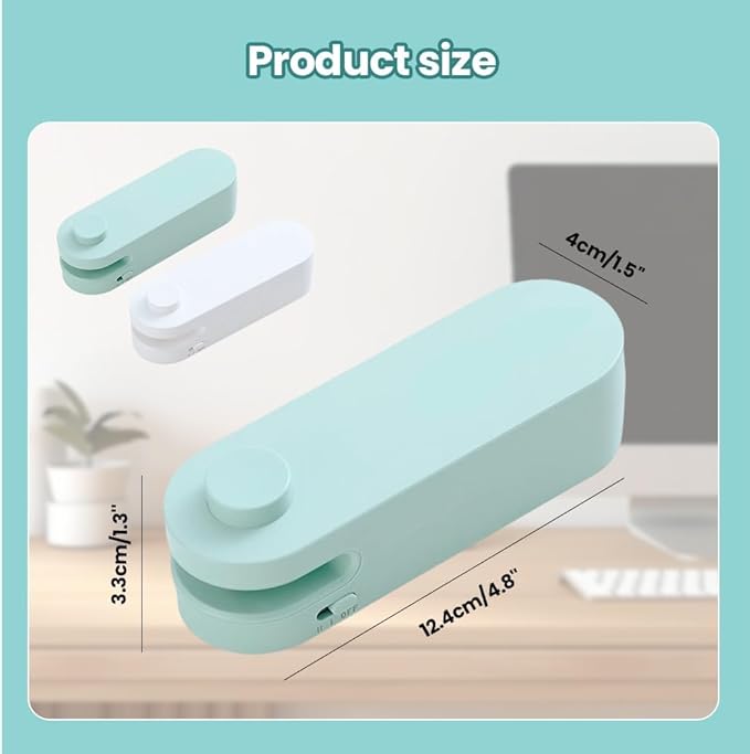 4 in 1 Mini Bag Sealer, 2024 New Mini Bag Sealer with Cutter USB Rechargeable Chip Bag Sealer Heat Seal Portable Bag Resealer for Plastic Bags Snacks & Food Storage Chip Bag Sealer (White, 1pcs)