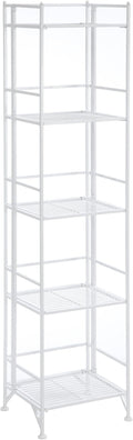 Convenience Concepts Xtra Storage Shelves - 5-Tier Folding Metal Storage Shelves, Closet Organizer for Office, Laundry Room, Bedroom, Garage, Kitchen, Bathroom, White