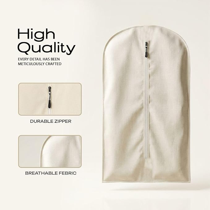 100% Cotton Garment Bag | Long | Breathable Garment Bags for Hanging Clothes | Garment Storage Bag for Long Dresses & Coats Storage | Pack of 1 (42 Inch)