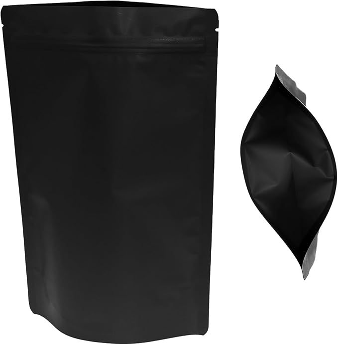 100PCS Smell Proof Resealable Pouch Bags,ULIFESTAR Aluminum Foil Flat Food Storage Bag,Sealable Pcsaging Zipper Pouches with Tear Notches for Pcsaging Lipgloss,Jewelry,etc(16*24cm/6.3*9.45",Black)