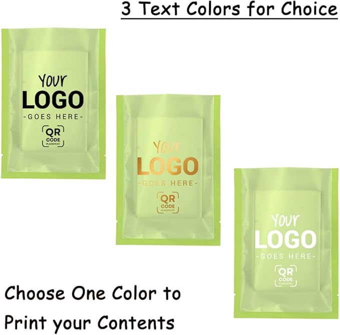 100PCS Customized Vacuum Heat Seal Bag,Open Top Packaging Bag with Clear Front,Single Color Printing for Logo/Text/QR Code (Green, 13 * 18CM/5.0"*7.1"-100PCS-One Color Print)