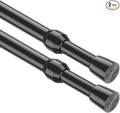 MEXAU 2Pack Tension Curtain Rod 26-39 inch Spring Tension Rod Black Curtain Rod Adjustable Spring Rod Extendable Tension Rod for Kitchen, Bathroom, Window, Bookshelf,Closet.