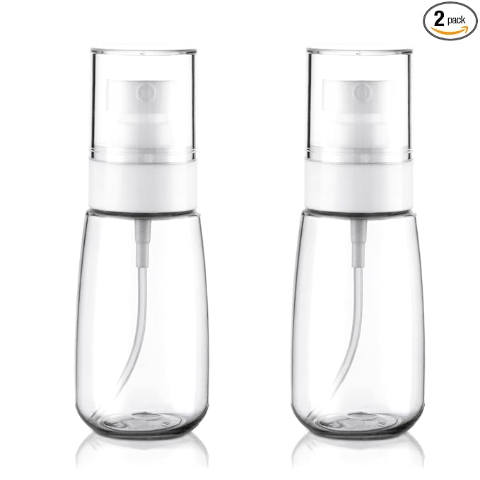 Fine Mist Travel Spray Bottle for Toiletries 2oz 2PCS Small Spray Bottle | 60ml Travel Size Spray Bottles, TSA Approved, Leakproof, Refillable Cosmetic Container, for Hair Skincare Water Face Toner