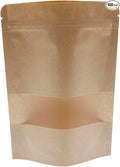 Kraft Paper Zipper Pouches,ULIFESTAR Kraft Stand Up Zip Lock Pouch Bags,100PCS Resealable Bag with Transparent Window and Tear Notch Resealable Bag for Small Business HomeUse,6.3"*9"(16 * 23cm+4cm)