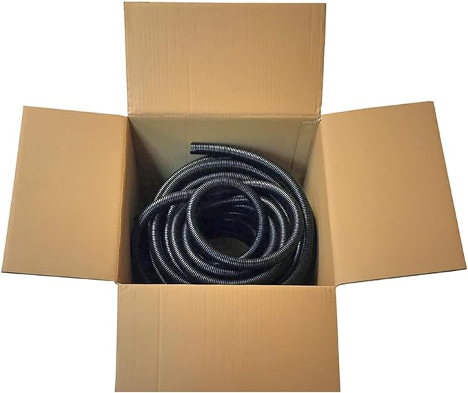 Electriduct 3/4" Polypropylene Non-Slit Wire Loom Corrugated Flexible Conduit - 50 Feet - Black