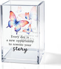 Every Day Is A New Opportunity To Rewrite Your Acrylic Pencil Holder Cup, Butterfly Pen Holder Gifts For Women Girls Sister, Inspirational Gifts for Friends, New Job Gag Gift for Coworker