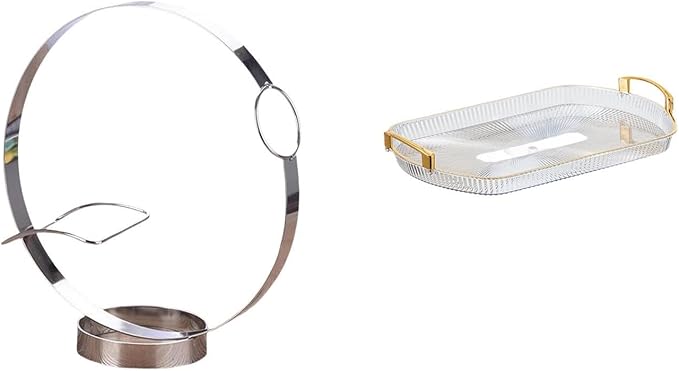 Nordic Metal Bottle and Jewelry Storage Organizer Rack with Rectangle Vanity Tray for Home Office Decor