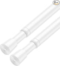 2Pack Samll Tension Curtain Rod No Drilling 12 to 18 Inch Short Spring Tension Rod Adjustable Spring Loaded Curtain Rods for Narrow Window Doorway Cupboard Kitchen Cabinets Closet, White
