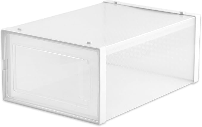 Clear Storage Bins for Shoes, 6 Pack Stackable Plastic Boxes With Lids for Closet Organization & Display