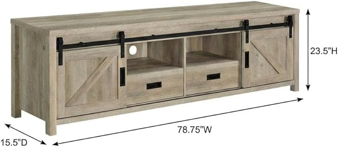 Furnifact Brown 2-Door TV Stand, Farmhouse Style, Engineered Wood, Distressed Pine Finish, Modern Design, Sturdy, Stylish for Living Room