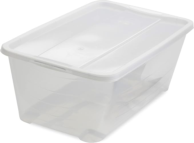 Life Story 6 Liter Shoe, Accessory, and Closet Plastic Storage Box Multi-Purpose Lidded Stacking Tote Containers, Clear (30 Pack)