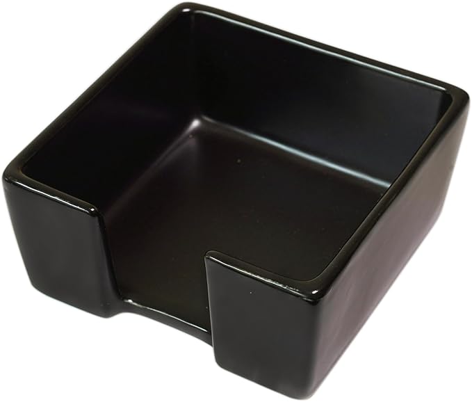HANKOR Ceramic Sticky Note Holder, 3 x 3 Sticky Note Dispenser, Notepad Holder for Desk, Office Essentials Organizer (Black)