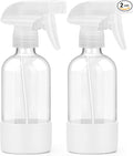 Worldgsb 2 Pack Glass Spray Bottles 8 oz, Empty Refillable Containers with Silicone Sleeve Protection, Glass Spray Bottles for Cleaning Solutions, Hair and Plants with Adjustable Nozzles White