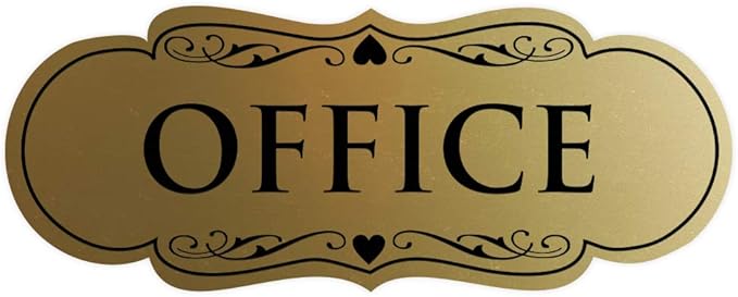 All Quality Designer Office Sign | Easy Installation - Brushed Gold - Small (1 Pack)