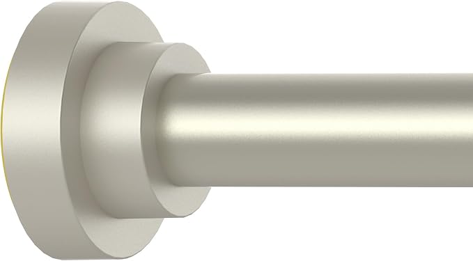 Thestoa Brushed Nickel Shower Curtain Rod Adjustable 43-66 inch, 1"Diameter Spring Tension Curtain Rod No Drill, Anti-Rust Non-Slip Shower Rod for Bathroom Tension Rod