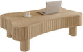Lift Top Coffee Table with Hidden Storage Fluted Panel Silent Hydraulic Lift Curved Corners (Natural)