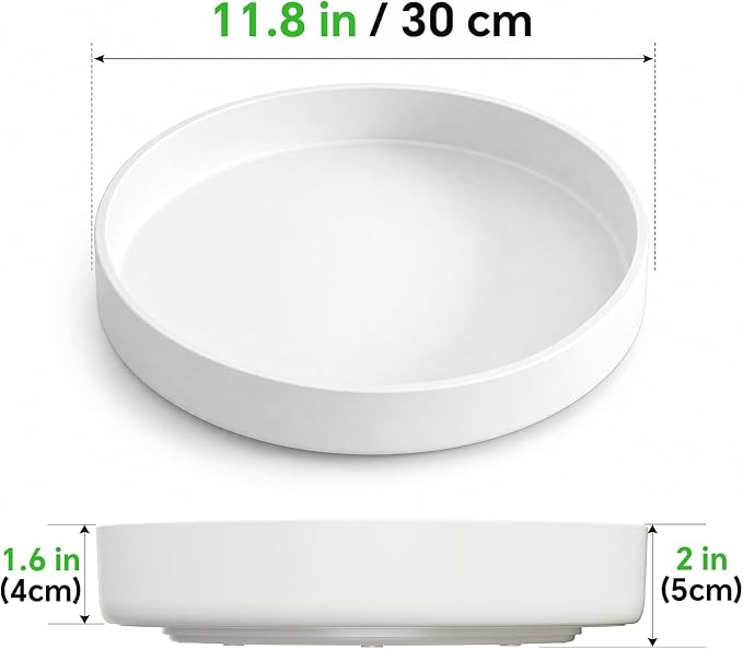 CTIME 2-Pack Lazy Susan for Refrigerator, 11.8" White Lazy Susan Spice Rack | 360° Rotating, Non-Slip Base, 2in Raised Edge, for Kitchen, Pantry & Refrigerator