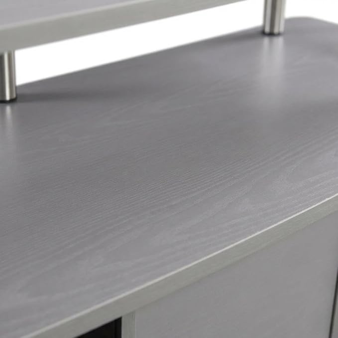 Furnifact Grey TV Stand, 3 Storage Cabinets and Shelf, Modern Design, Durable Particle Board, Fits TVs up to 55 Inches, Supports 60 lbs