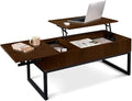 CAPHAUS Lift Top Coffee Table w/Sliding Drawer, Rising Tabletop Coffee Table w/Hidden Storage & Sliding Drawer, Storage Coffee Table w/Lift & Sliding Tabletop for Living Room, 41" Espresso