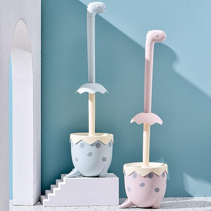 Toilet Brush Set, Compact Size Toilet Bowl Brush and Holder Toilet Bowl Scrubber with Silicone Bristles, No Dead Angle Home Cleaning Utensils Bathroom Accessories (Color : Blue) (Blue)