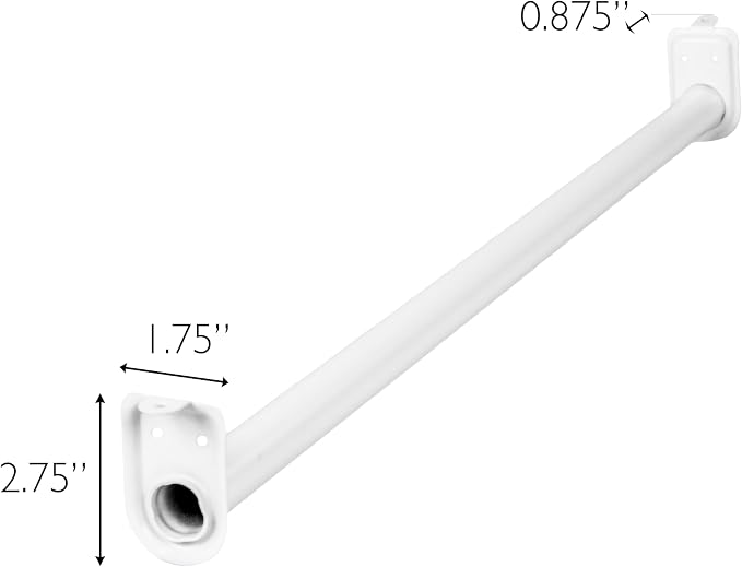 Adjustable Closet Rod, Steel 30 Inch to 48 Inch, 30 Pound Capacity, White – Design House, 205823