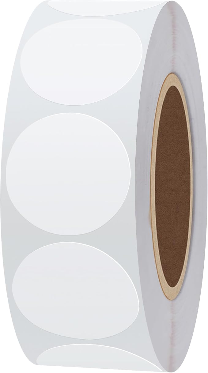 Hybsk 1000 pcs White Circle Stickers Small Round Color Coding Labels Permanent Color-Code Dot Semi Gloss Paper Adhesive Envelope Seals (1 inch)