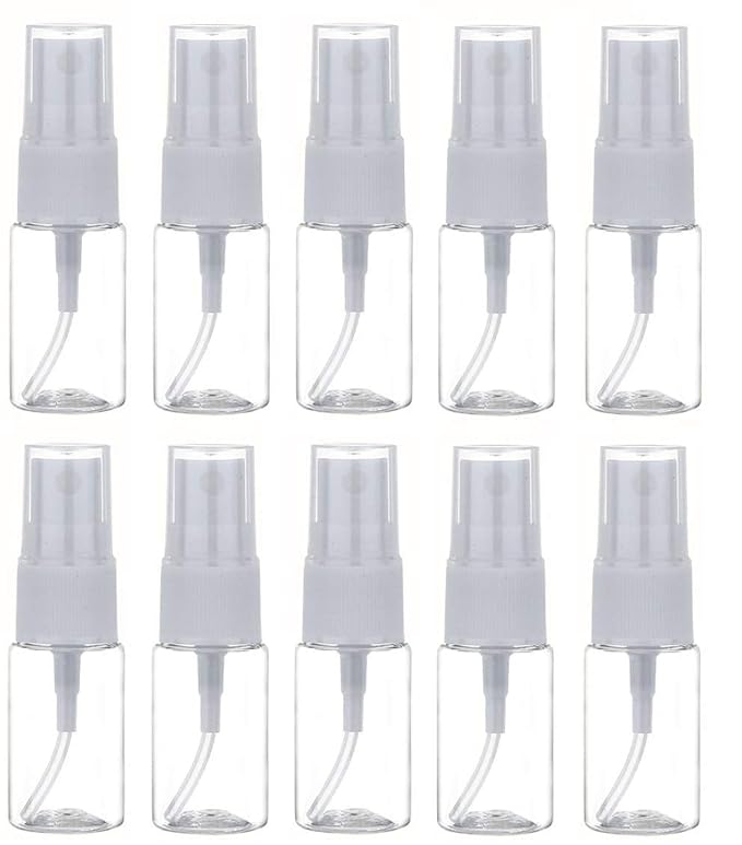 10 Pack 10ml/0.35oz Fine Mist Spray Bottle Clear Plastic Mini Spray Bottle for Essential Oils Makeup and Perfume