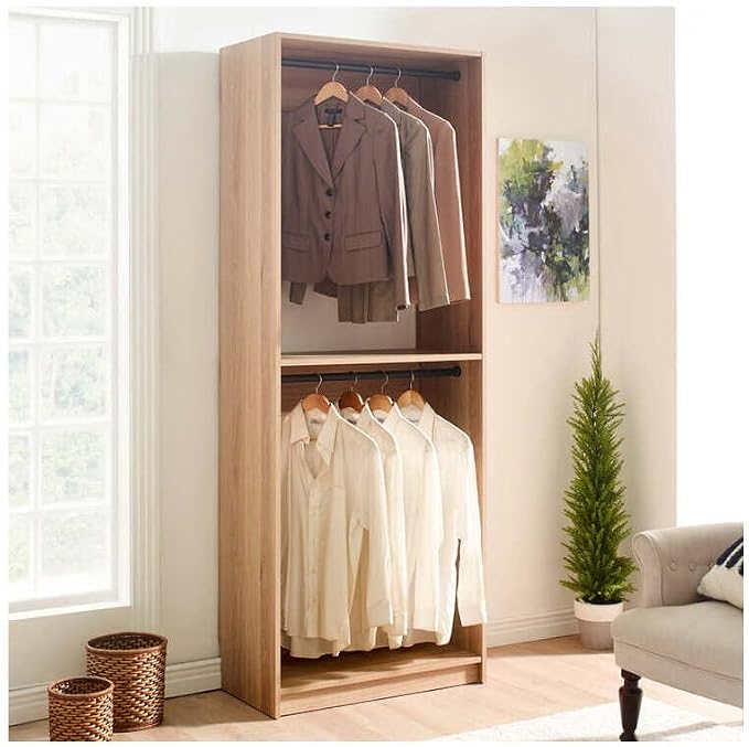 Maykoosh Closet System Organizer - Customizable Walk-in Wardrobe Storage Oak/Model A 1 Closet