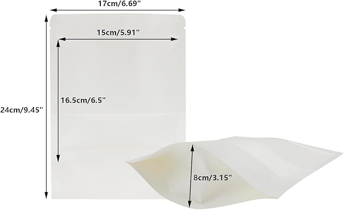 Kraft Paper Zipper Pouches,ULIFESTAR Kraft Stand Up Zip Lock Pouch Bags,100PCS Resealable Bag with Transparent Window and Tear Notch Resealable Bag for Small Business HomeUse,6.7"*9.5"(17 * 24cm+4cm)