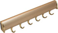 TAG Hardware Designer 6-Hook Expandable Valet Belt Rack, 13.75-Inch Extendable Wardrobe Closet Organizer Rod (Matte Gold)