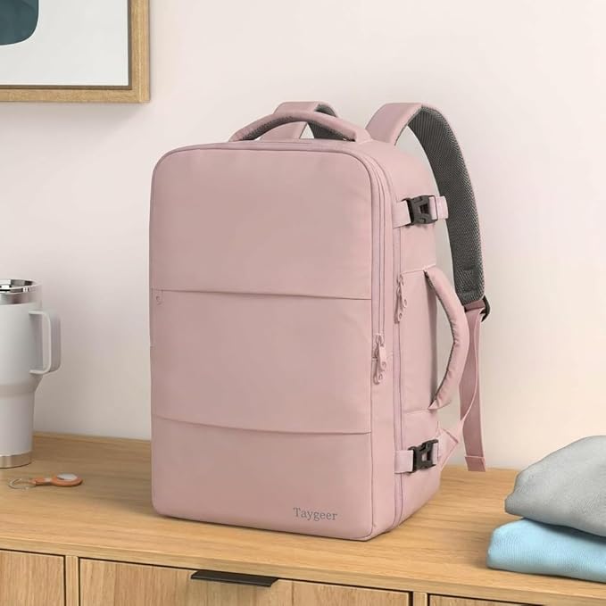 Taygeer Laptop Backpack for Women, TSA Friendly 40l Carry On Mochila | Large Travel Backpack with 17.3" Laptop Compartment, Daypack Business Computer Bag for Office Work Travel Essentials, Pink