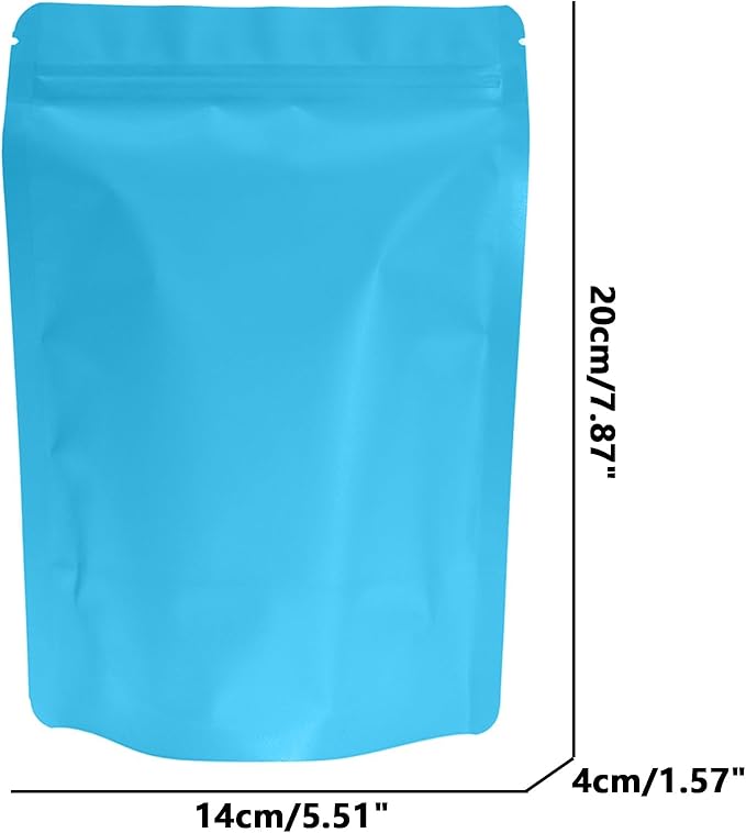 100PCS Smell Proof Resealable Pouch Bags,ULIFESTAR Aluminum Foil Flat Food Storage Bag,Sealable Pcsaging Zipper Pouches with Tear Notches for Pcsaging Lipgloss,Jewelry,etc(14*20cm/5.51*7.87",Blue)