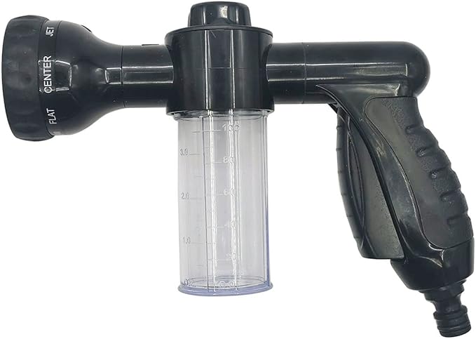 High Pressure 8 Pattern Adjustable Foam Sprayer Black with Soap Dispenser for Car Washing & Home Cleaning