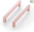 Ravinte Pink Square Cabinet Handles Drawer Pulls,5 Inch,5 Pack | Screws Included, Stainless Steel, Square Bar Grip, Easy Install, Kitchen Cabinet Hardware, For Cupboards, Drawers, Dressers