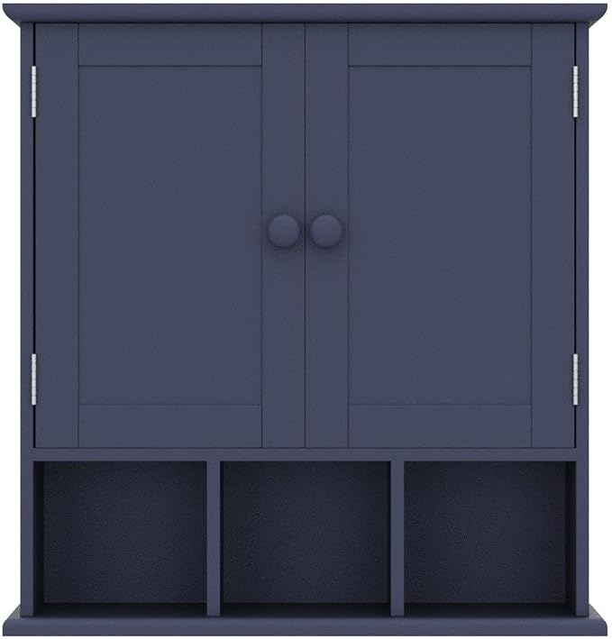TaoHFE Blue Bathroom Over The Toilet Storage Cabinet,Wall Medicine Cabinet Organizer with 2 Door Adjustable Shelves,Wooden Modern Bathroom Shelves Wall Mounted Laundry Room