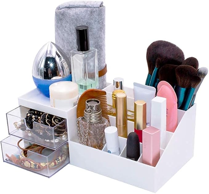 Granvela Multi-Functional Desk Organizer | Bedside Storage Box with Drawers for Home, Office, and School | Makeup Display and Storage Box- Size: Small (9.5 x 4.7 x 3.5 inches)