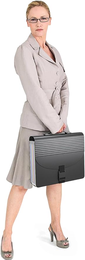 TOPCJ Expanding File Folders,Accordion File Organizer with Handle,13 Pockets Expandable Filing Folders,Tabs Included in Filing Box,Adjustable Strap,Bill Documents Organizer,A4/Letter Size