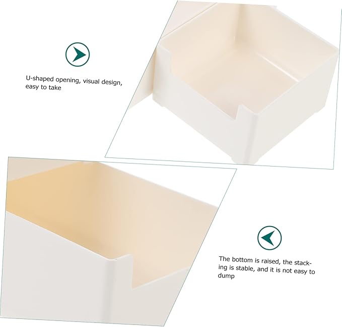 Housoutil 2pcs Stacking Storage Bins Storage Organizer for Cosmetics Office Home Stylish Design