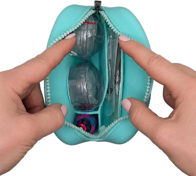 Sugar Medical Tandem Travel Case for t:Slim X2 & Mobi Pump Supplies, Silicone Diabetes Organizer with Compartments for Infusion Sets, Cartridges & Insulin Vial (Aqua) | Silicone Organizer, Compact Design, Infusion Set Storage, Cartridge Compartments, I...