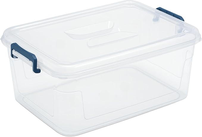 Tribello Plastic Storage Bins with Lids, Clear Stackable Storage Containers - 21 Qt