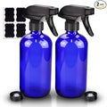 Wedama Glass Spray Bottle, 2 Pack Blue 16 oz Glass Spray Bottles for Cleaning Solutions and Essential Oils, Refillable Empty Spray Bottle with Adjustable Nozzles for Alcohol, Plant and Hair Care