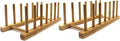 Bamboo Wooden Plate Racks Dish display Holder Kitchen Storage, Pack of 2 | Cabinet Organizer for Dish / Plate / Bowl / Cup / Pot Lid / Cutting Board/ Book (vertical)